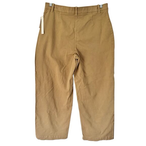 NWT Caslon Khaki Wide Leg Pants Patch Pockets Elastic Waist Size 16 - Picture 3 of 8